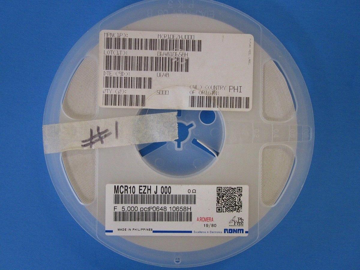 ROHM MCR10EZHJ000 Resistor, Size 2012mm/0805, QTY 5000