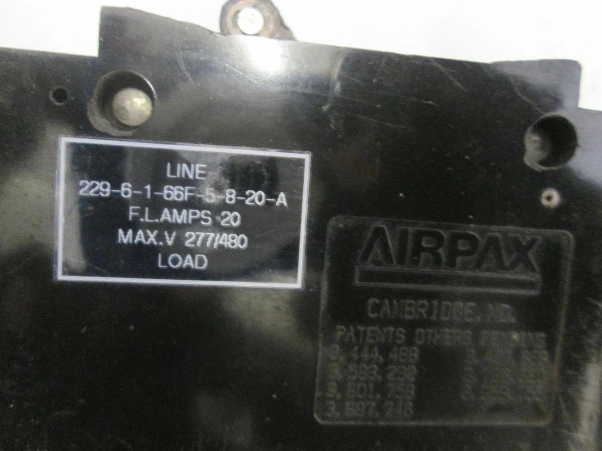 Used Airpax, 2 Pole Circuit Breaker, 229-6-1-66F-5-8-20-A, 20A, Used
