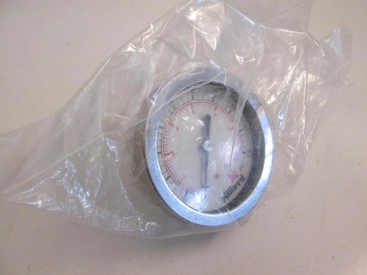 Used Hillard Pressure Gauge w/ Back Mount, 0-100 PSI, 0-7 Bar