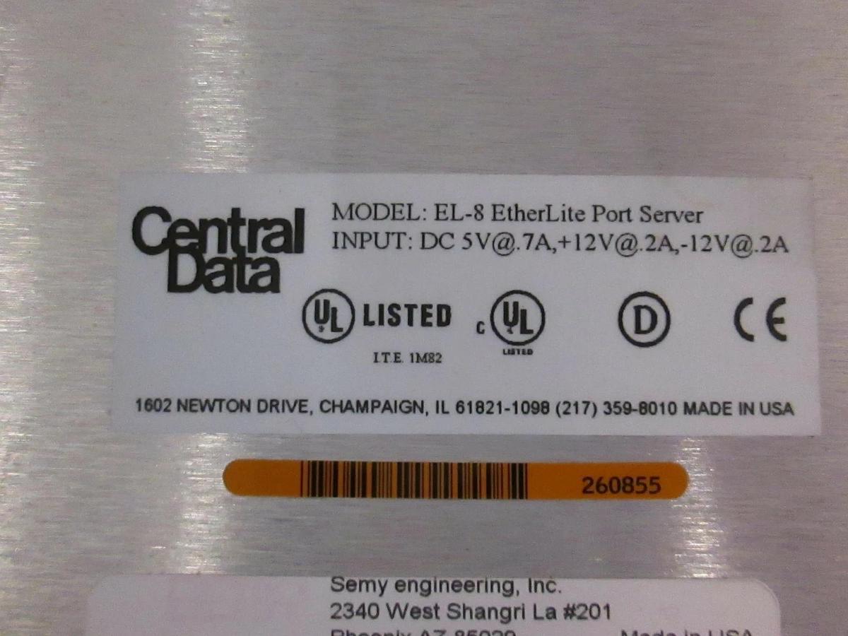 Used Central Data EL-8 EtherLite 8 Port Server, Used
