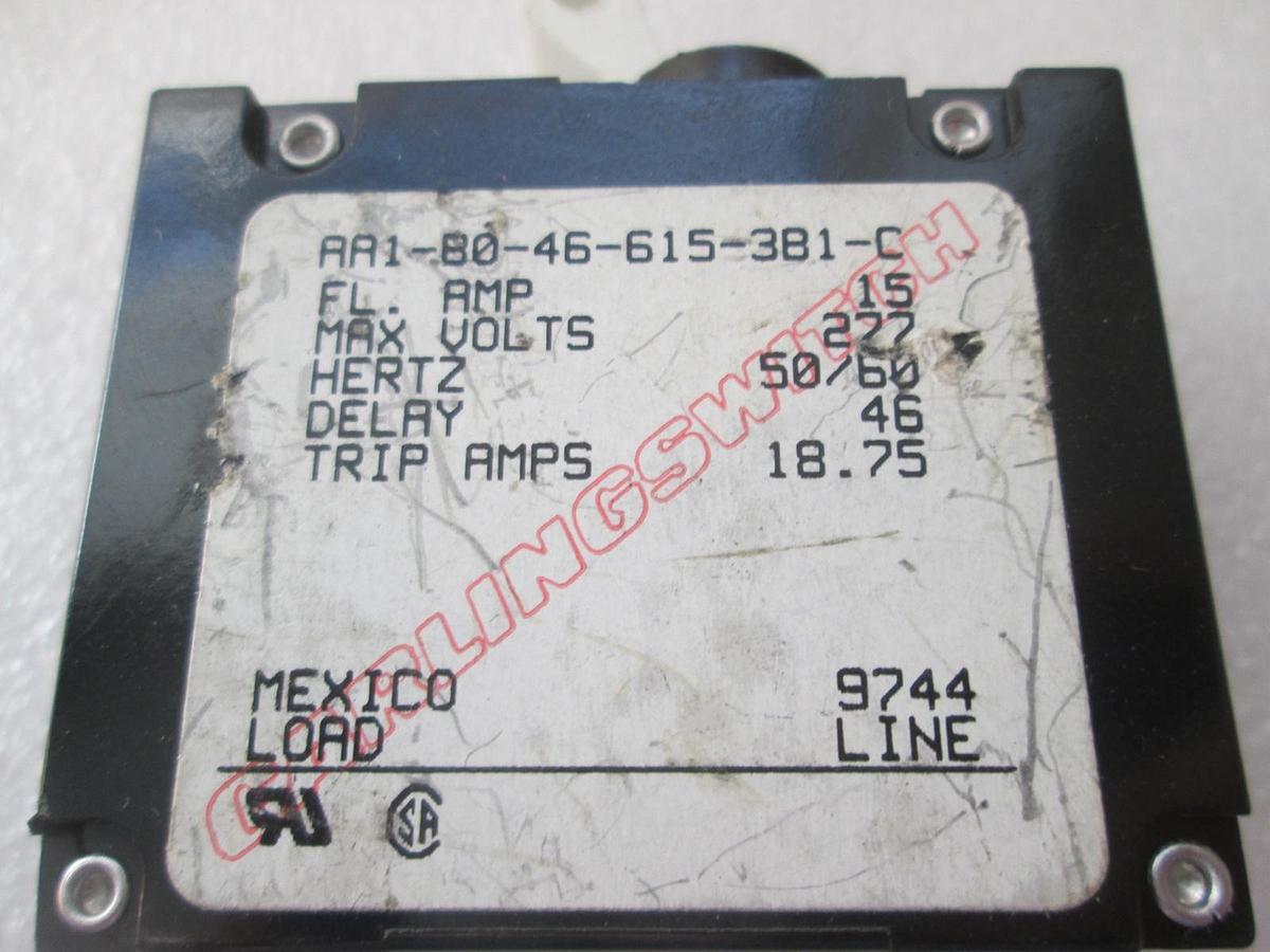 Carlingswitch, AA1-80-46-615-381-C, Circuit Breaker, 15A, New