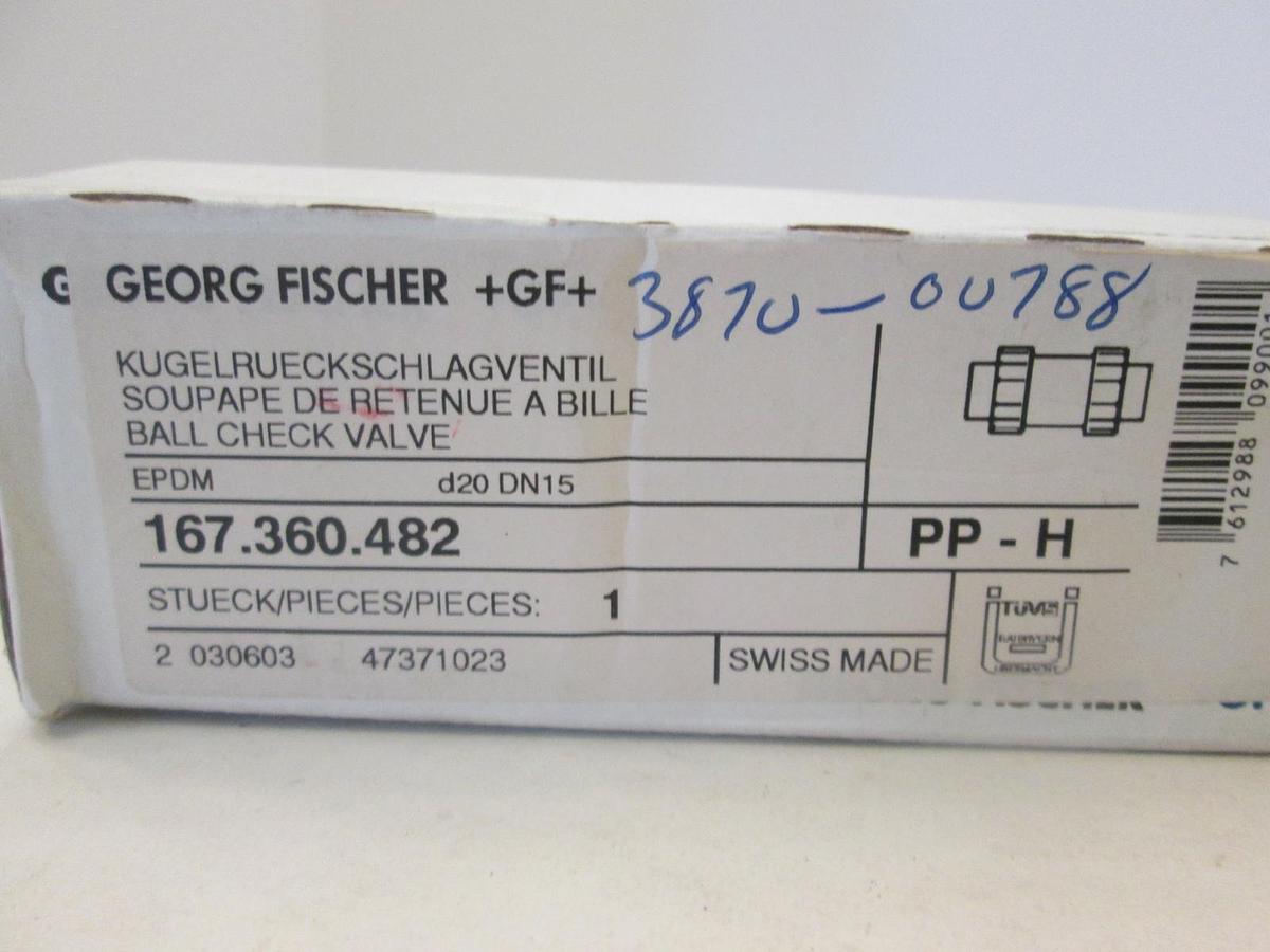 Georg Fischer, Ball Check Valve, PP-H, 167.360.482, New, Lot of 3