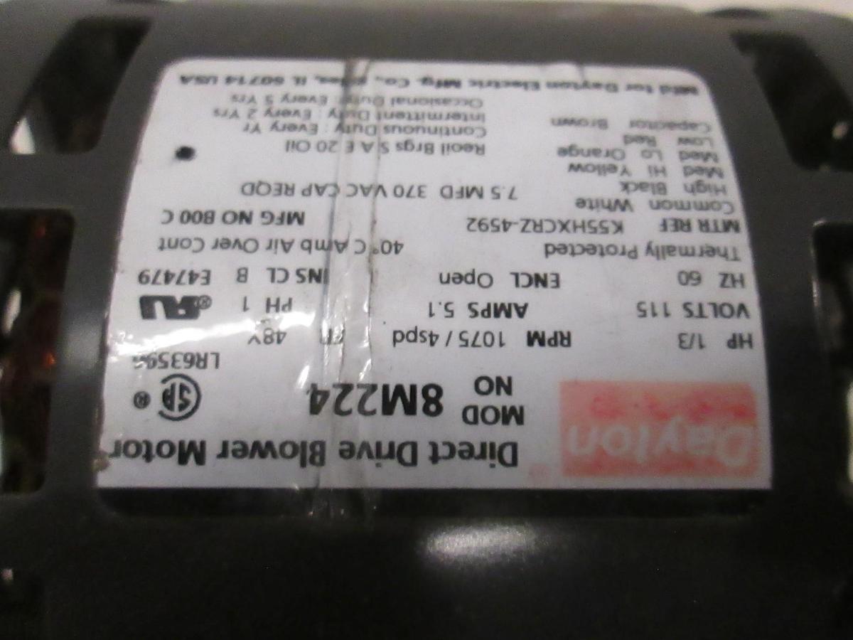 Dayton Direct Drive Blower Motor, 8M224, 1075 RPM, New