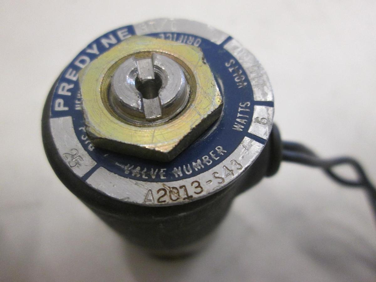 Used Predyne, A2013-S43, Solenoid Valve, 100 MOPD, 6W, 25 PSIG, 1/18 Orifice, Used