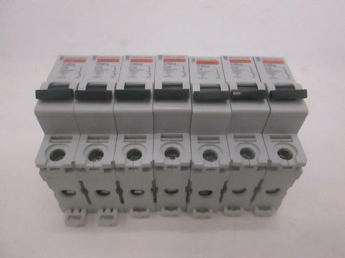 Used Merlin Gerin, C60A, Circuit Breaker, Used, Lot of 7