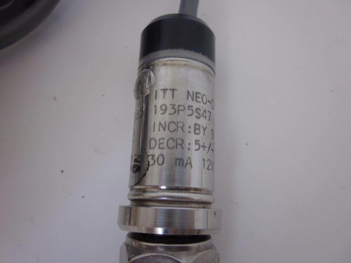 Used Semi Gas ITT  Neo-Dyn 98087 193 P5S47 ABS Pressure Switch, 400 psi, 1/4" FVCO