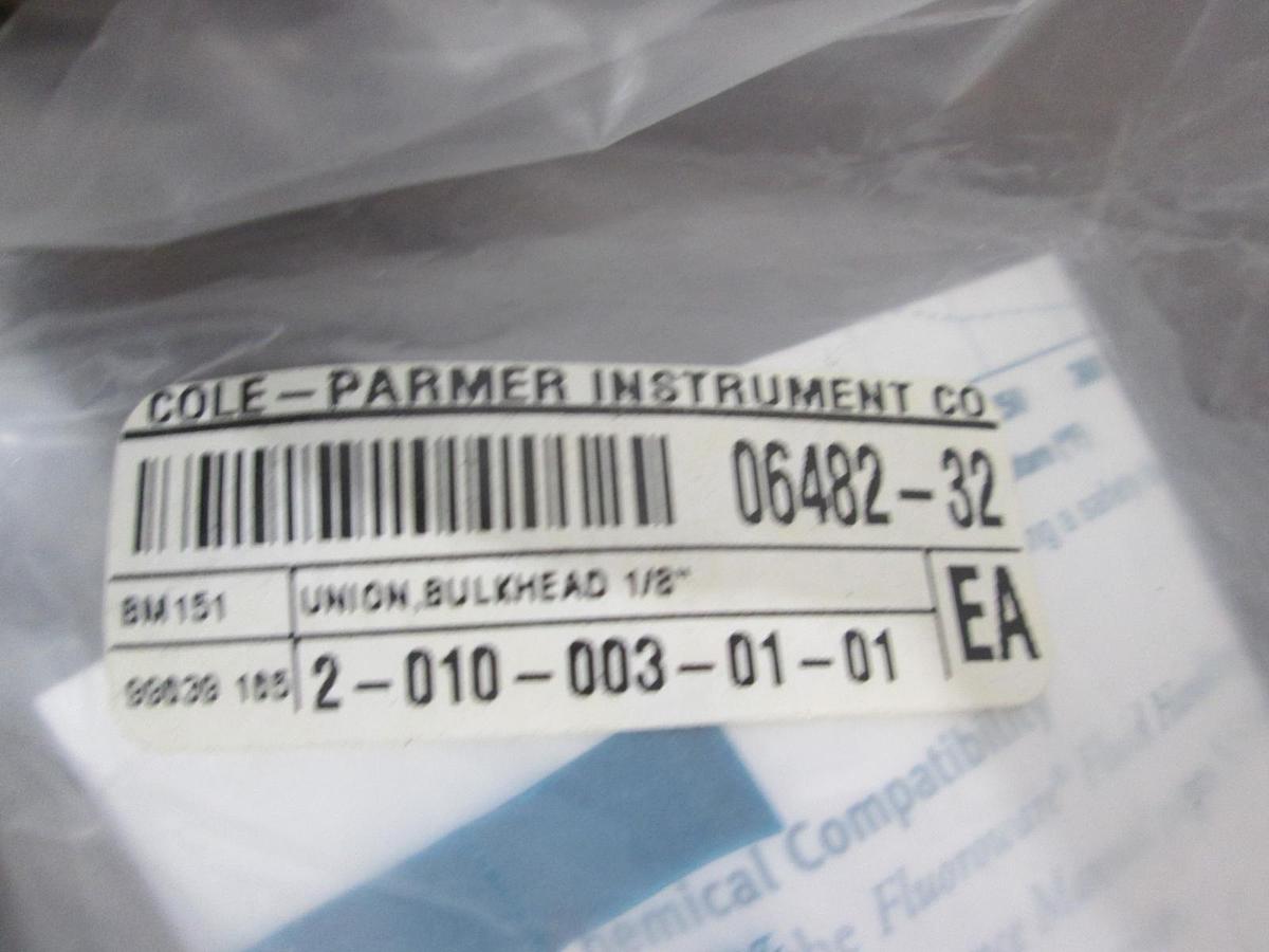 Cole Parmer, 06482-32, Union, Bulkhead 1/8", New, Lot of 3