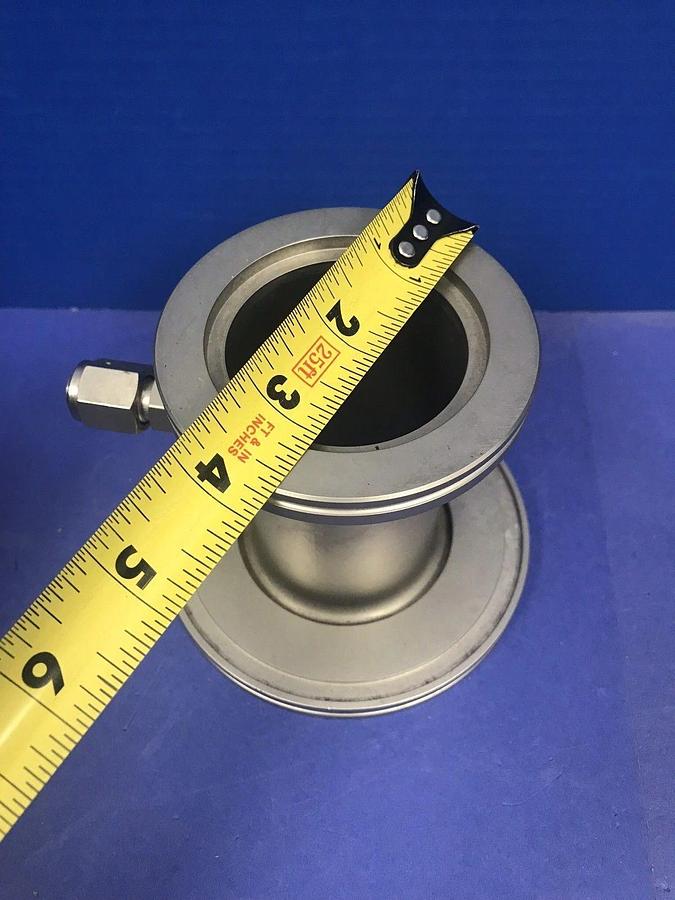 Used Stainless Steel Vacuum Fitting: ISO80 x ISO100 to ISO80 Full Nipple w/ 1 Port