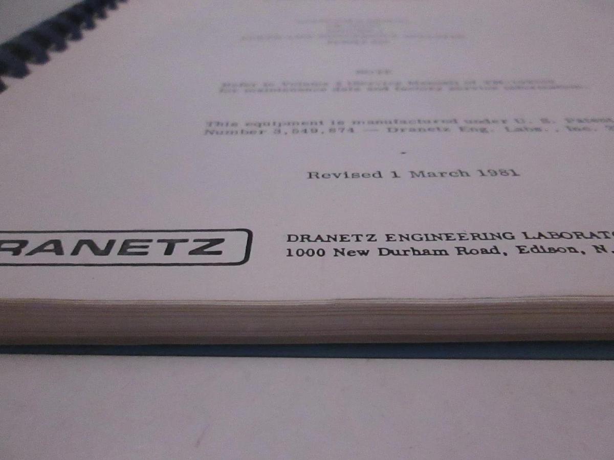 Used Dranetz TM-102700 Volume 1 Series 606 Operator Manual, Used