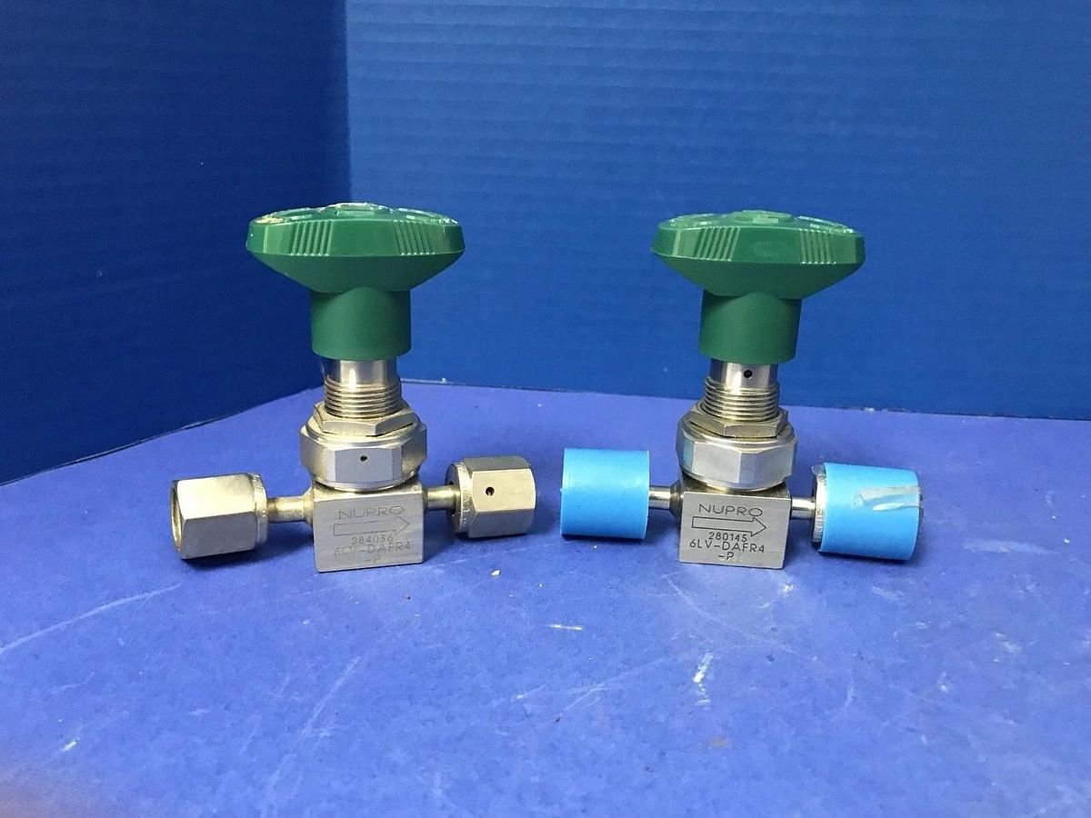 Used Nupro 6LV-DAFR4-P 1/4 Turn Valve, 1/4" FVCR/FVCR, Lot of 2 Used