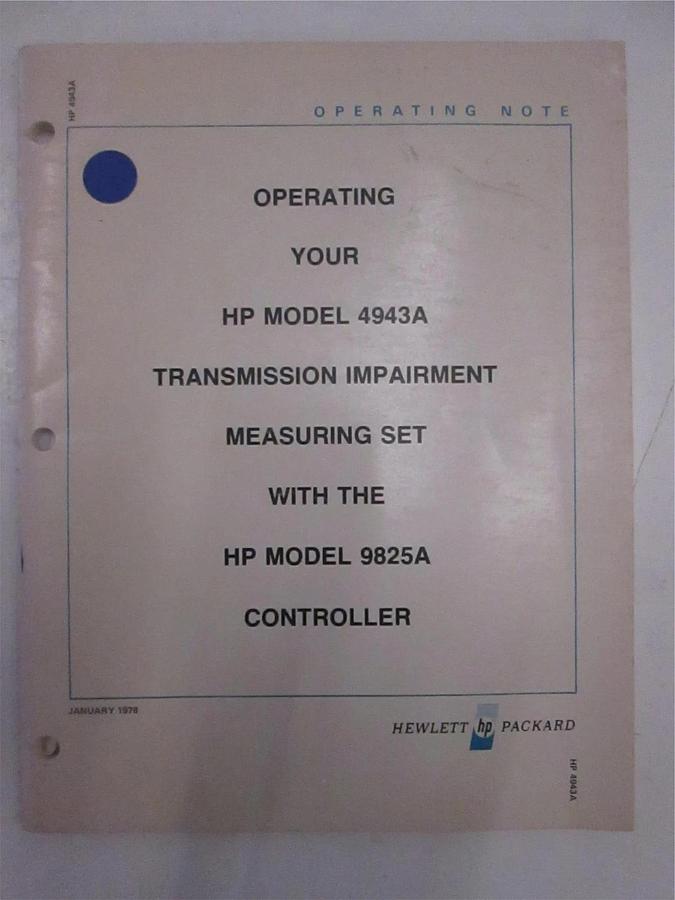 Used HP Model 4943A Measuring Set with Model 9825A Controller Operating Note, Used