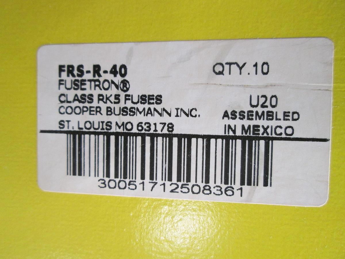 Bussmann, FRS-R-40, Fusetron 40A 600V Class RK5 Time Delay Fuse Lot of 10
