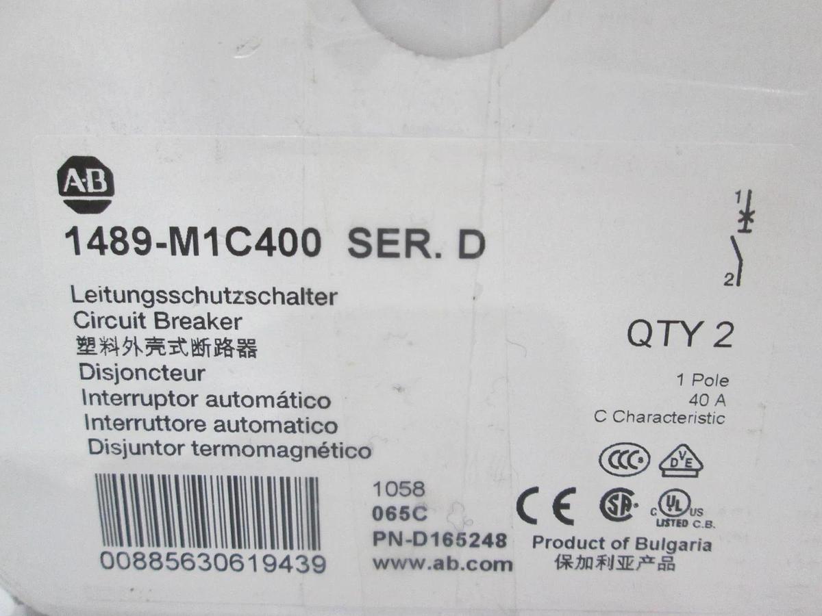 Allen Bradley, 1489-M1C400, Circuit Breaker, Single Pole, 40A, New, Lot of 2