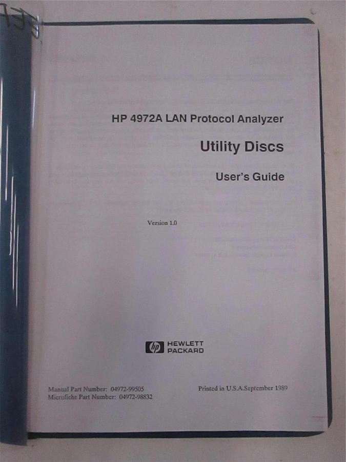 Used HP 4972A LAN Protocol Analyzer Utility Discs User's Guide, Used