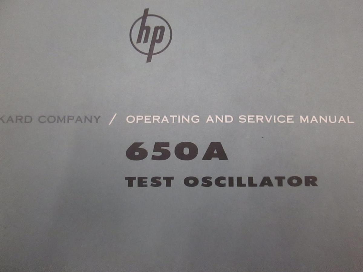 Used HP 650A Test Oscillator Operating and Service Manual, Used