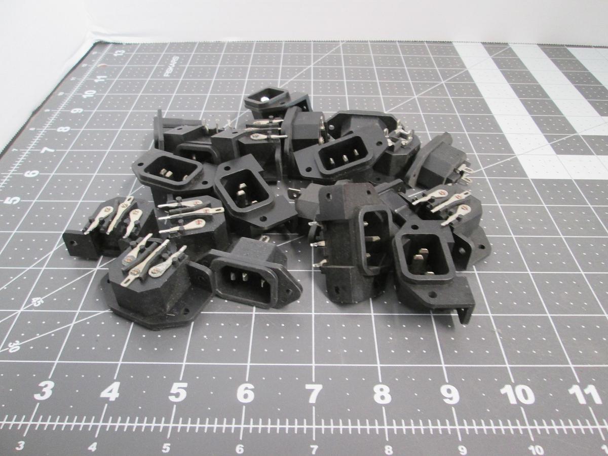 IEC 320 C14 panel-mount male power inlet socket NEW Lot of 20