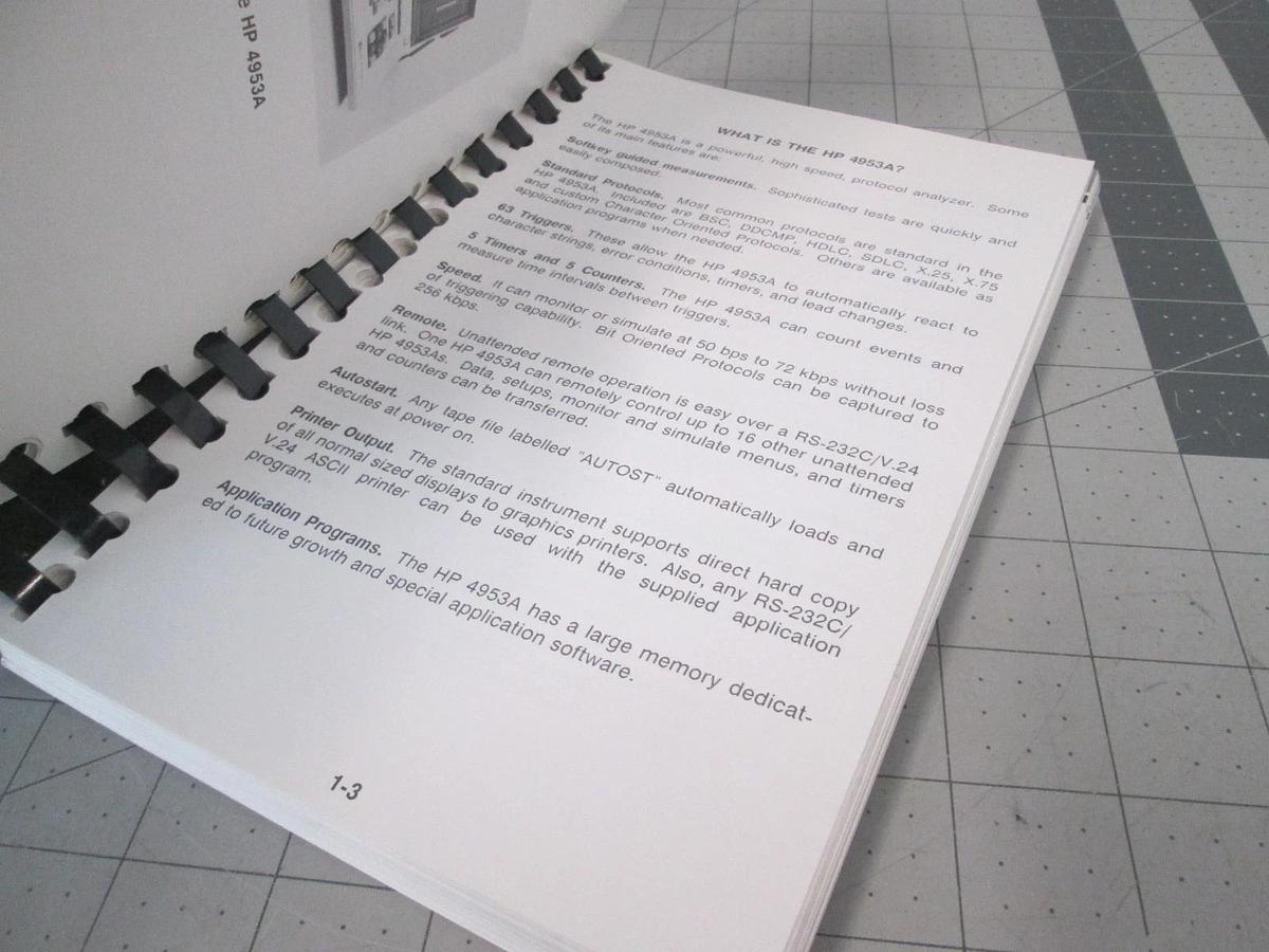 Used Hewlett Packard, Model 4953A Protocol Analyzer, Operating Manual, Used