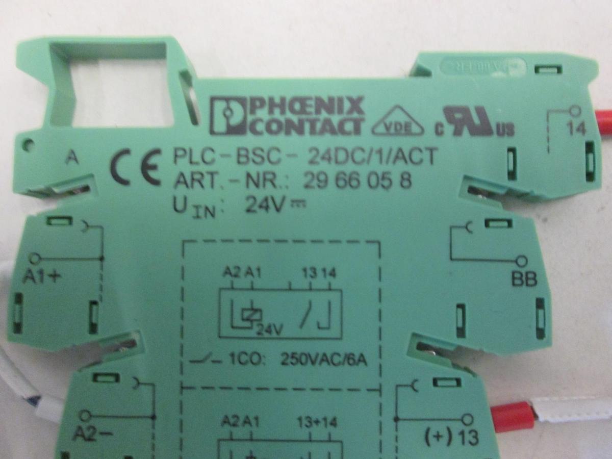 Used Phoenix Contact, PLC-BSC-24DC/1/ACT Relay, Used, Lot of 2