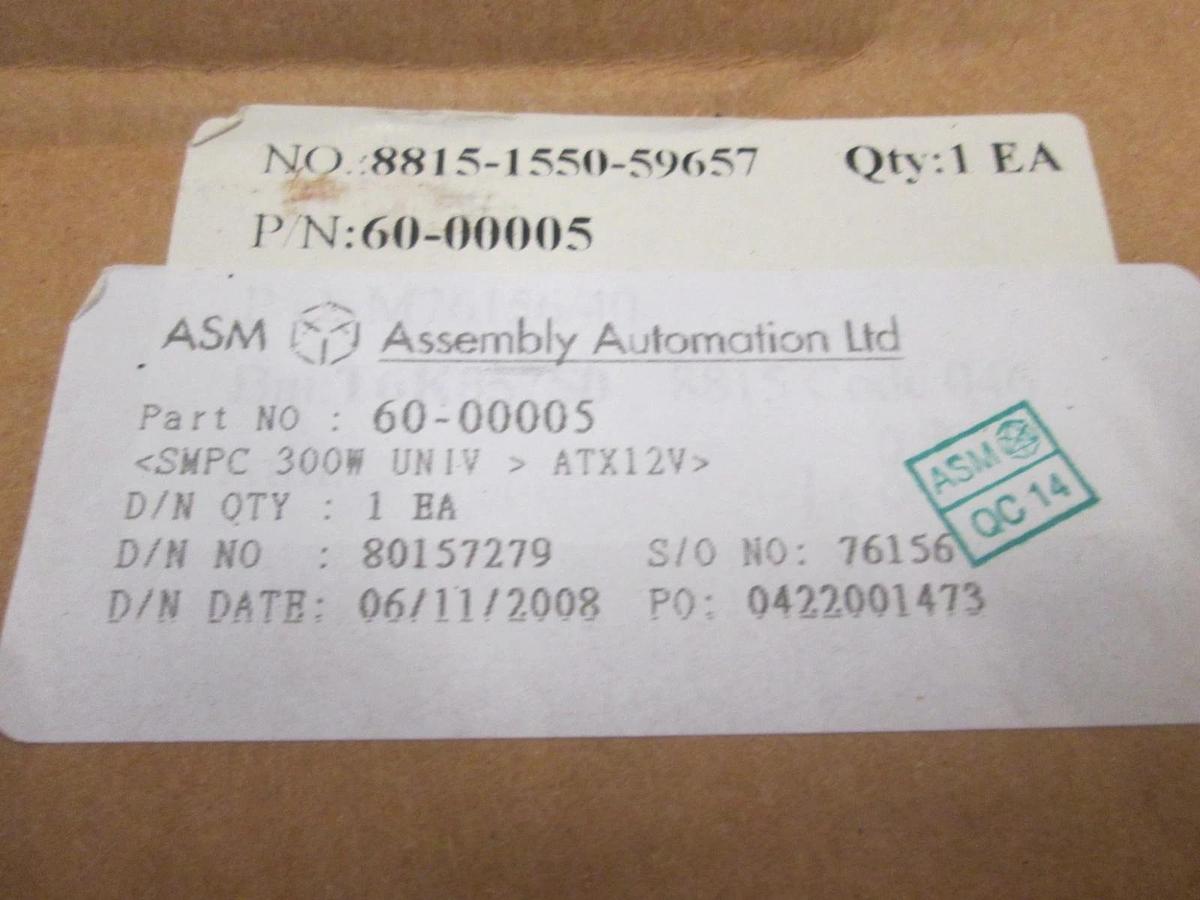 ASM, 60-00005, SMPC 300W Univ, ATX12V, New