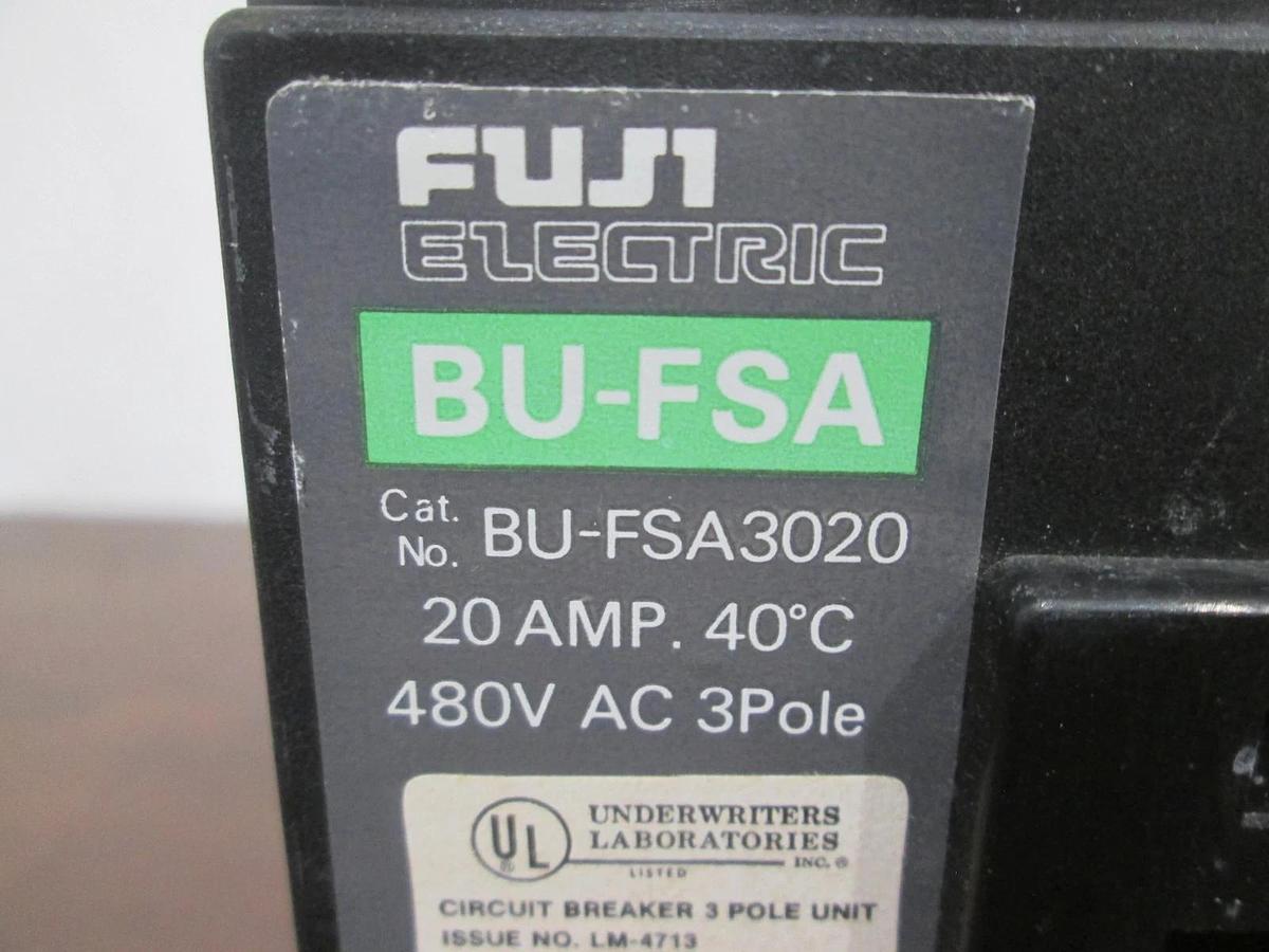 Used Fuji, BU-FSA3020, 20A, 3 Pole Circuit Breaker, 480V, Used