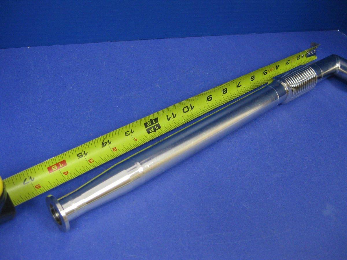 Vacuum Tube Weldment, NW20 Miltered Elbow x Conical NW16 w/ Bellows Neck, New
