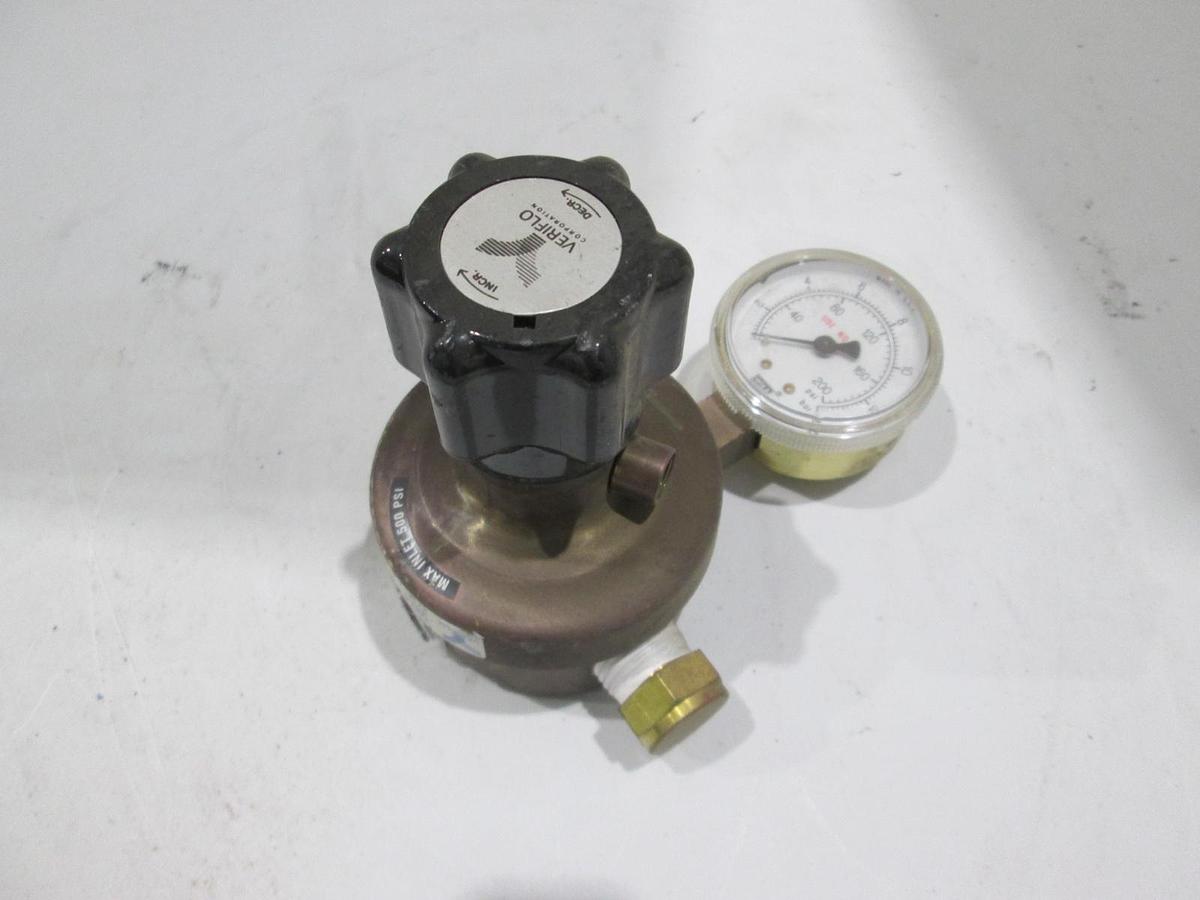 Used Veriflo, HFR002 B 4PB 2, Regulator, Max Inlet 500 PSI, 0-200PSI Gauge, Used