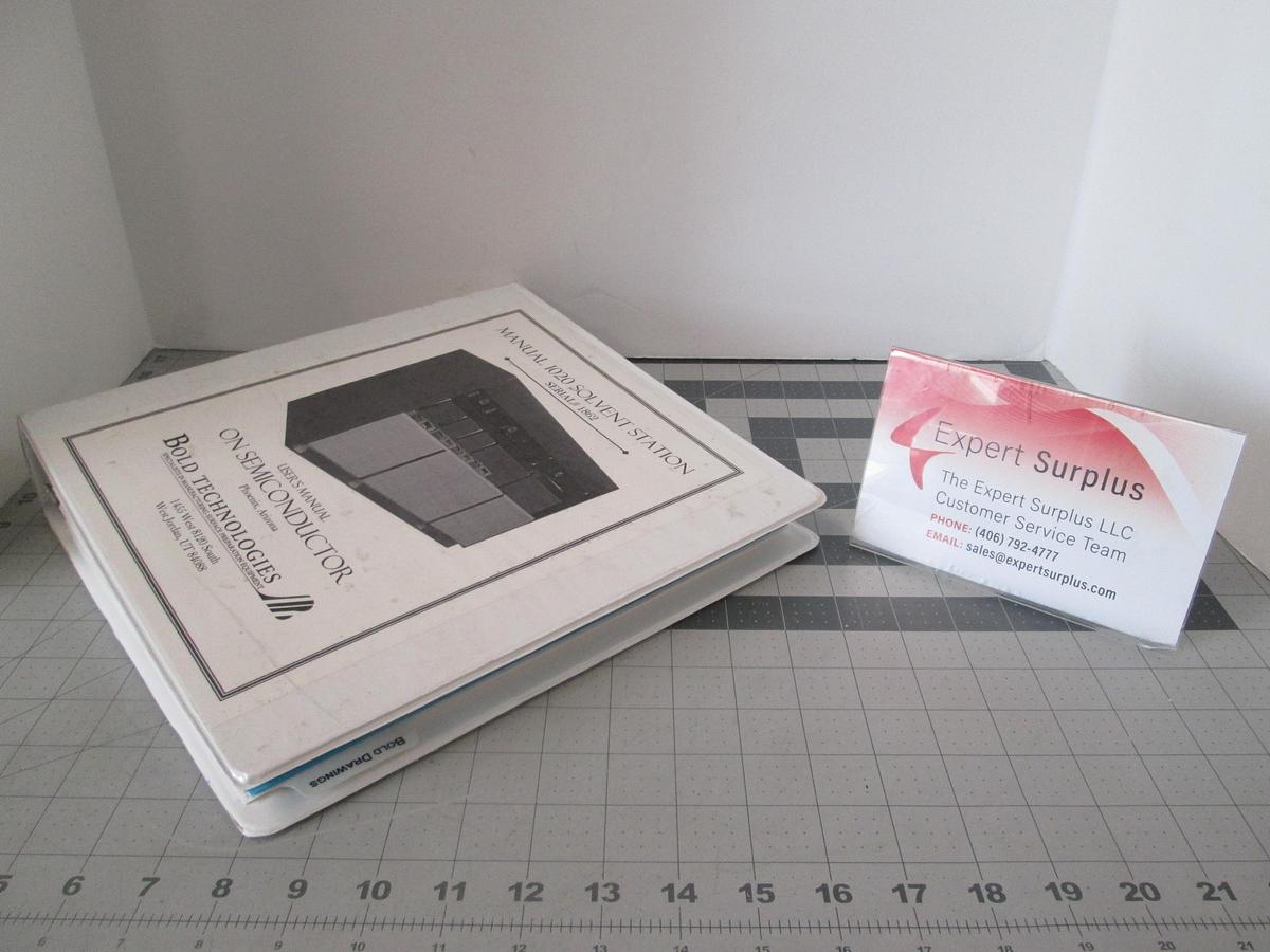 Used Bold Technologies, 1862, Manual 1020 Solvent Station, User Manual, Used