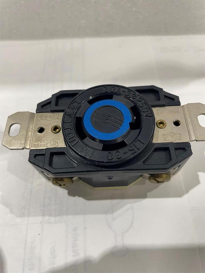 Used Leviton, 20-amp, 250 volt Locking Receptacle, Used