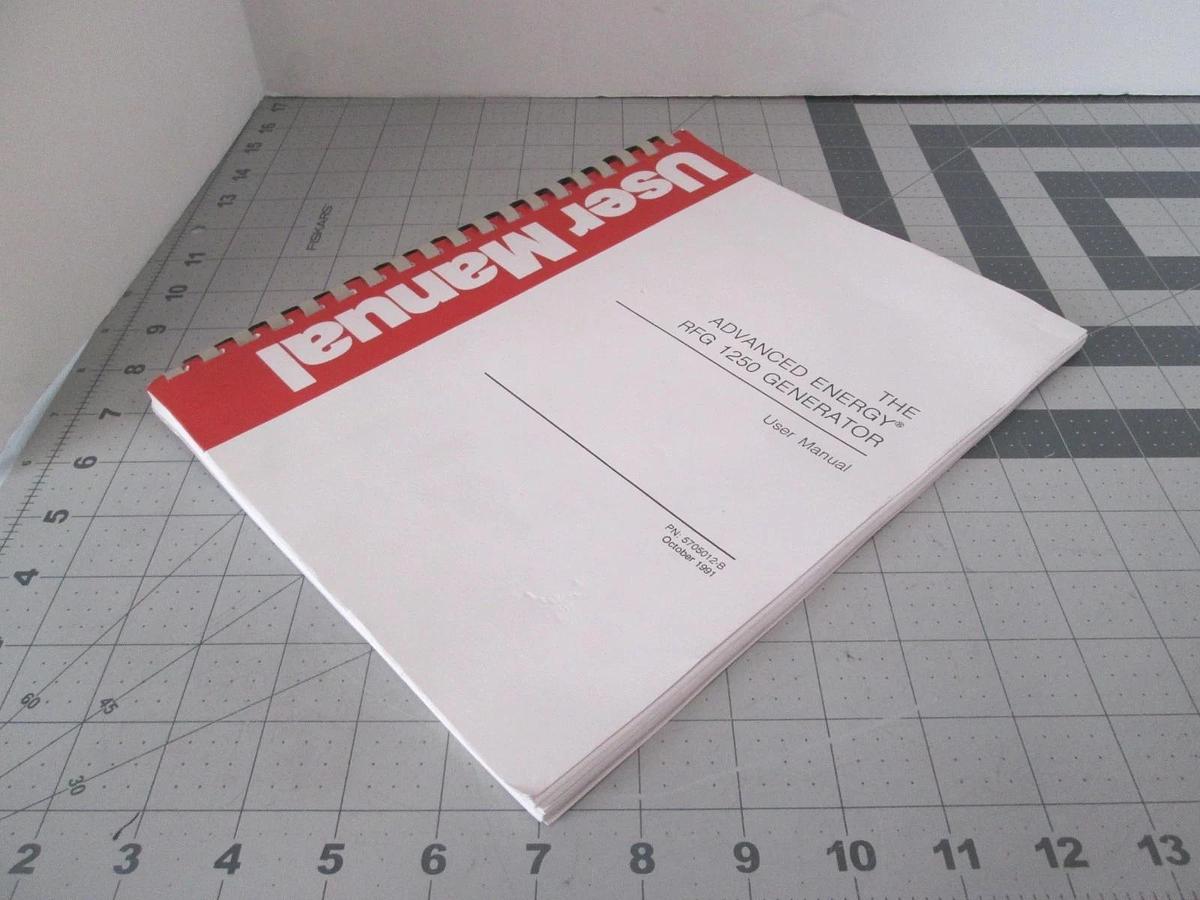Used Advanced Energy, RFG 1250 Generator User Manual, 5705012-B, Used