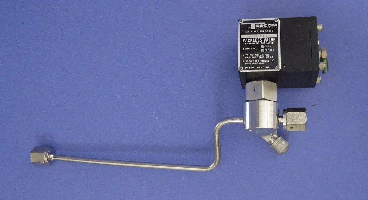 Used Tescom Packless Valve 49-PV65-010 Normally Closed, Used