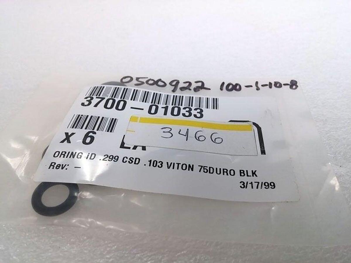 Used AMAT Applied Materials 3700-01033 O-Ring ID.299 CSD.103 Viton 75Duro, Bag of 6