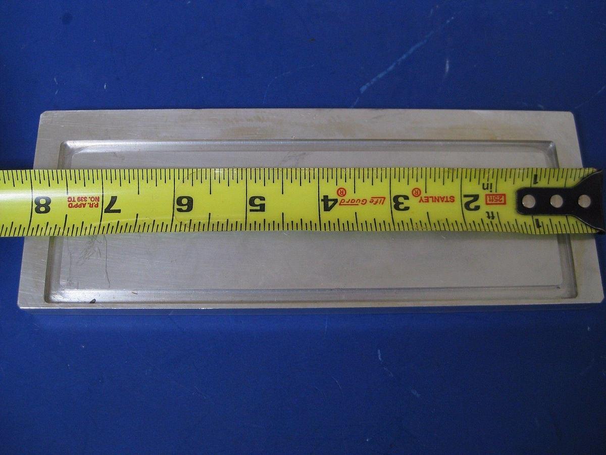 Used Leak Check Plate, 8" x 3" w/ 7" x 2.25" Inset for O-Ring, Used