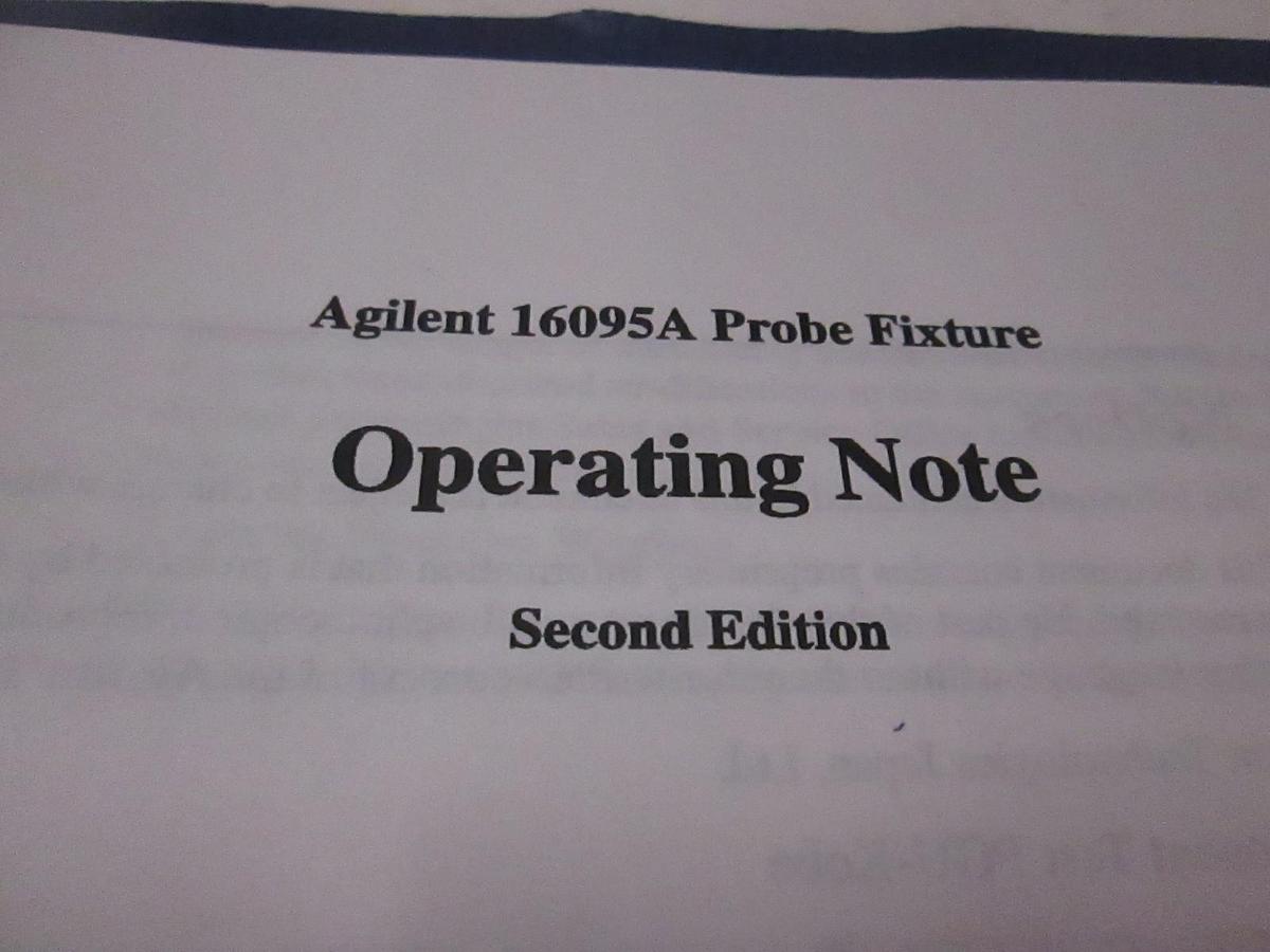 Used Agilent 16095A Probe Fixture Operating Note, Used
