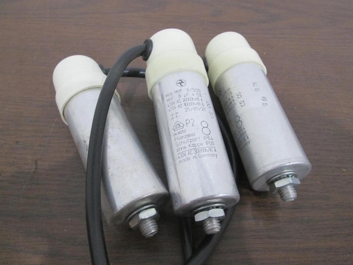 Used Pflanzenol Schutzart, MKB MKP, 8/500 Capacitor, Used, Lot of 3