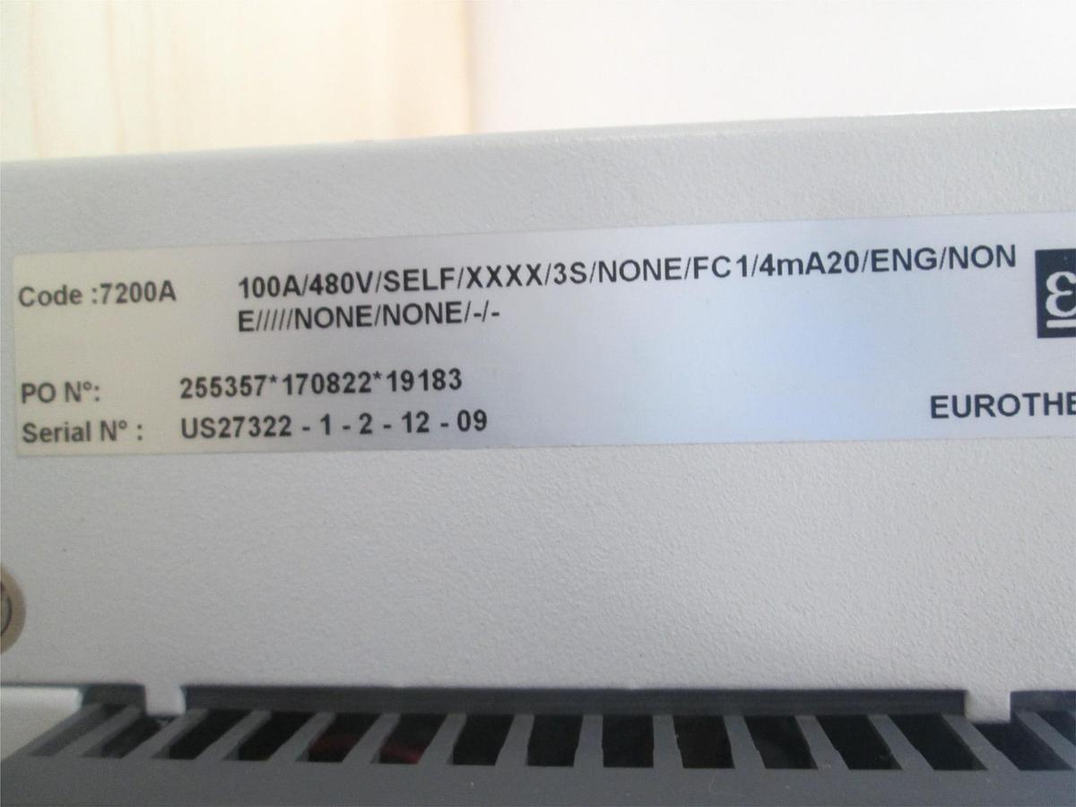 Used Eurotherm, 7200A, Smart Controller w/ Enclosure and Heat Sink, 100A/480V, Used