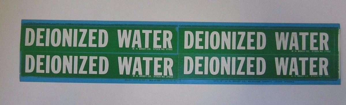 BRADY37002 Pipe Marker, DEIONIZED WATER, White on Green, Lot of 168 Labels