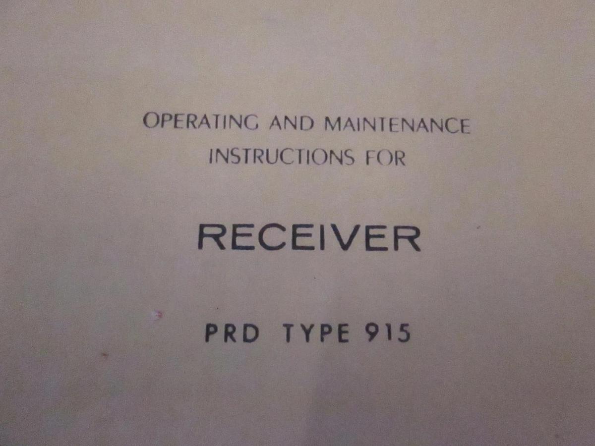 Used PRD Type 915 Receiver Operating and Maintenance Instructions, Used