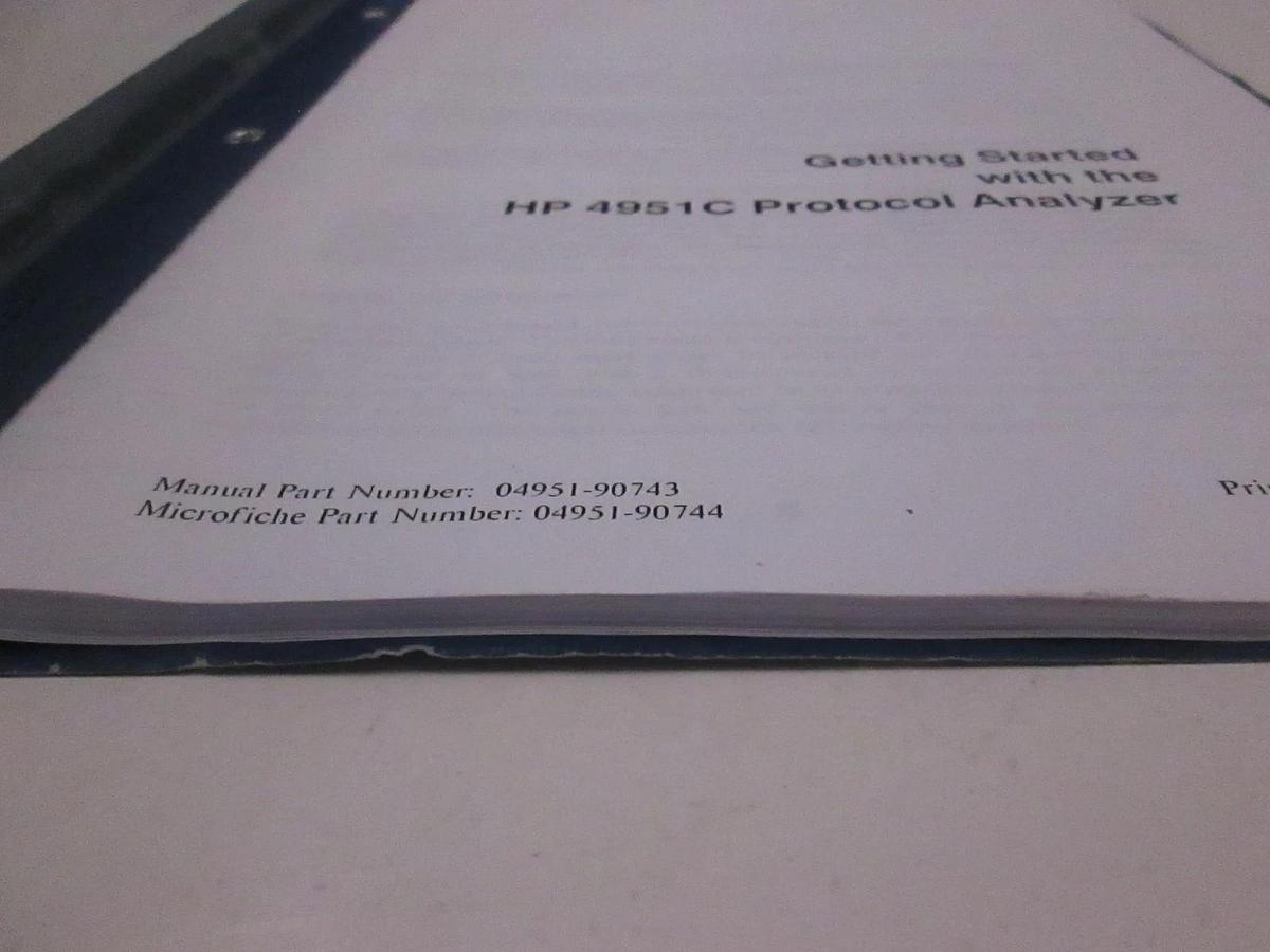 Used HP Getting Started with the 4951C Protocol Analyzer, Used