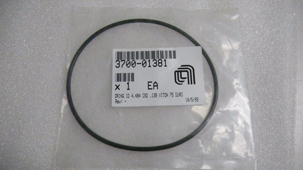Used AMAT Black O-Ring 3700-01381, NIP ID - 4.484 CSD .139 Viton 75 DURO