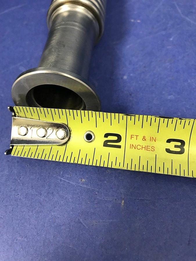 SS Vacuum Pipe, 90° Elbow, Bellows Neck, NW25, 7"L, New