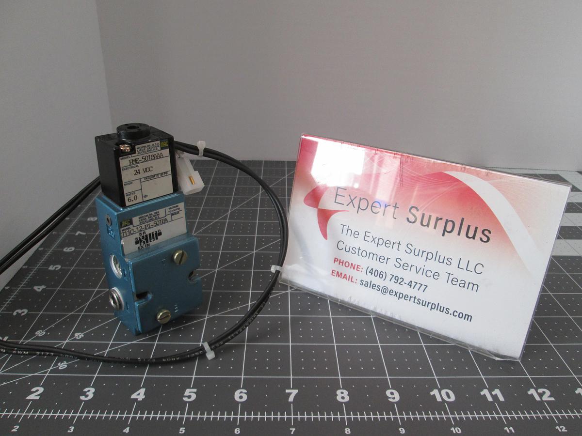 Used MAC,711C-12-PI-501BA, Solenoid Valve 24VDC 6W Vacuum-150PSI 4-Way