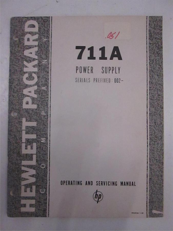 Used HP Model 711A Power Supply Operating and Service Manual, Used