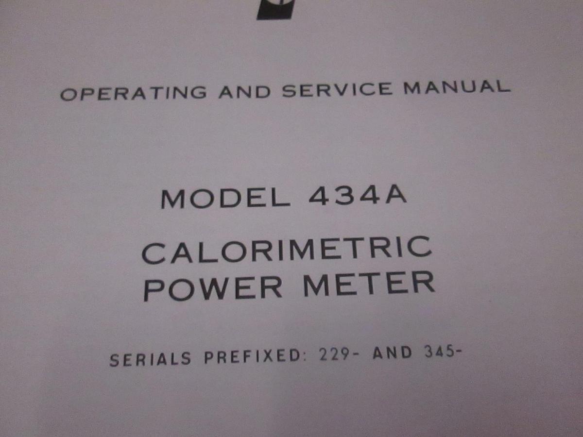 Used HP 434A Calorimetric Power Meter Operating and Service Manual, Used