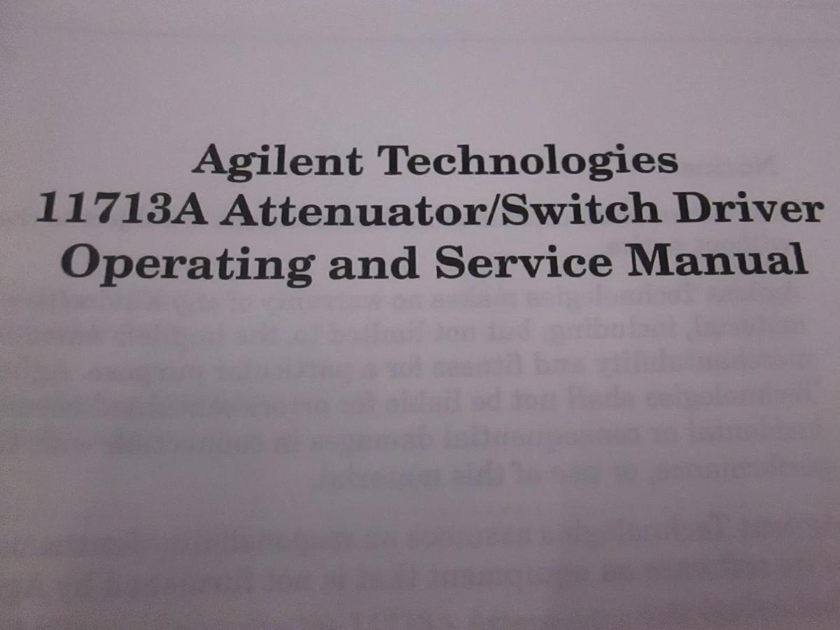 Used Agilent 11713A Attenuator/Switch Driver Operating and Service Manual, Used