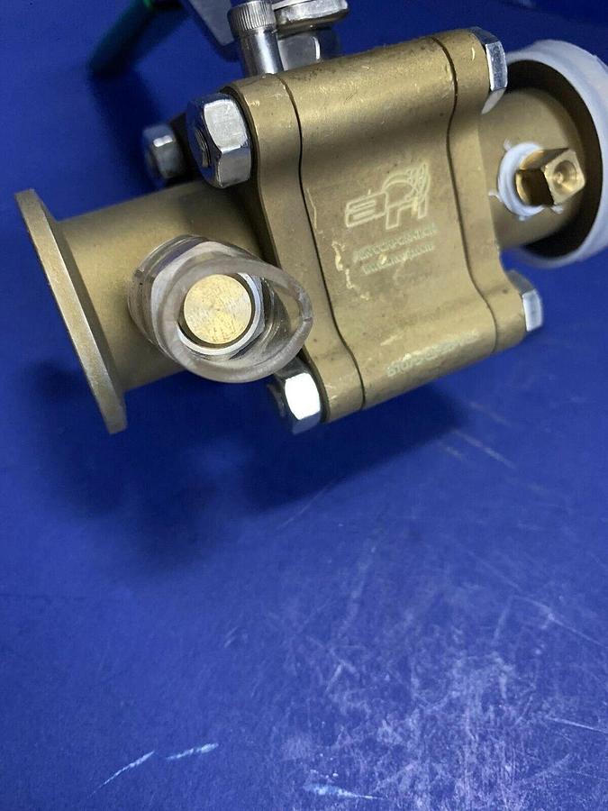 Used A&N Corp B1075-QF25-VBS Brass Vacuum Ball Valve w/ Port, QF 25 Flanges, Used