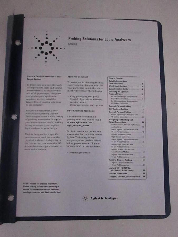 Used Agilent Probing Solutions for Logic Analyzers Catalog, Used