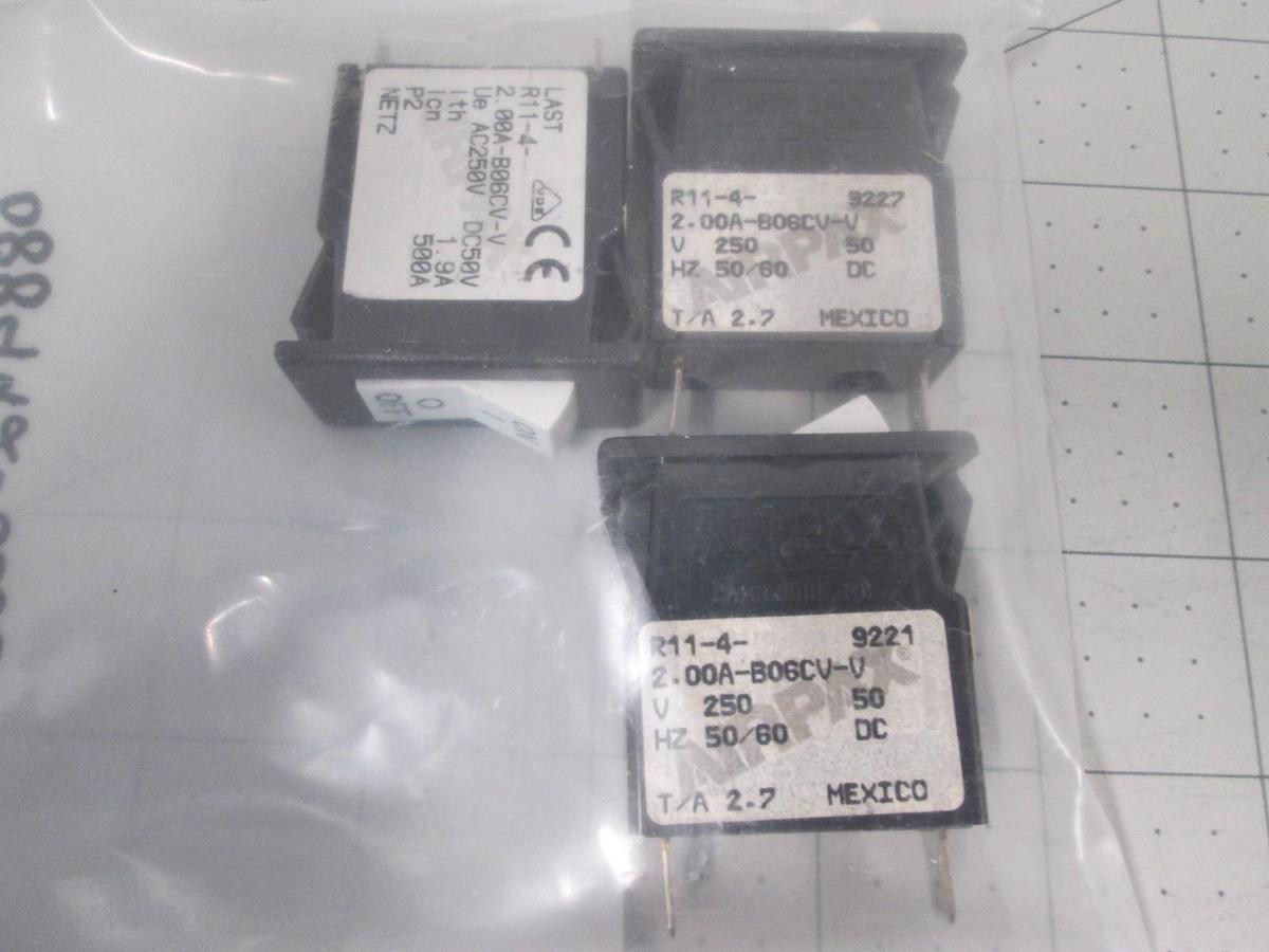 Airpax, 2.00A-B06CV-V, Circuit Breaker, Single Pole, New, Lot of 3