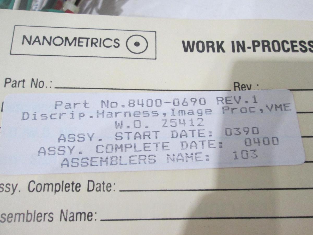 Used Nanometrics, Wiring Harness, Image Proc, VME, 8400-0690, Used