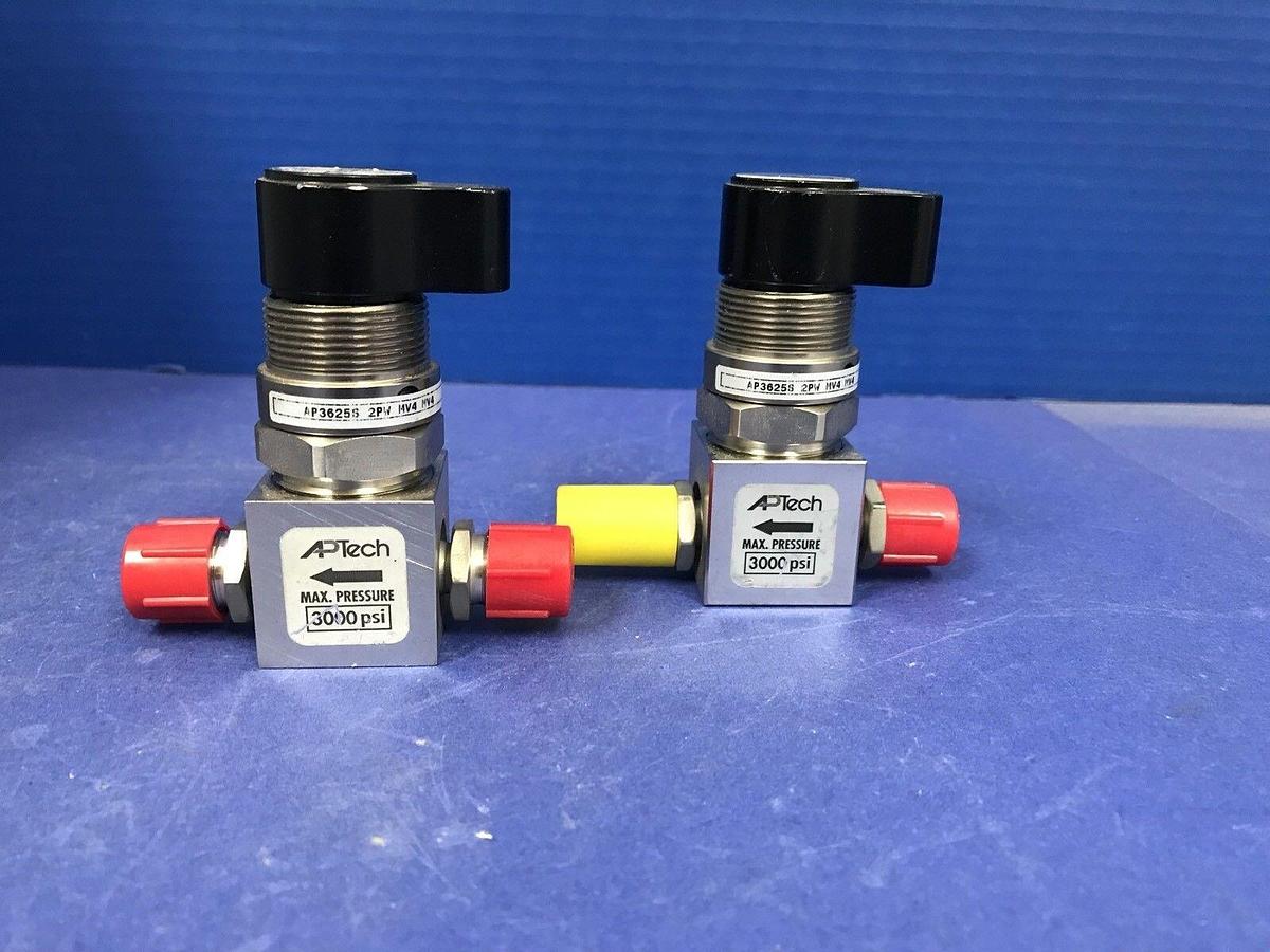 Used APTech AP3625S 2PW MV4 MV4  Manual Diaphragm Valve, 1/4" MVCR, Used Lot of 2
