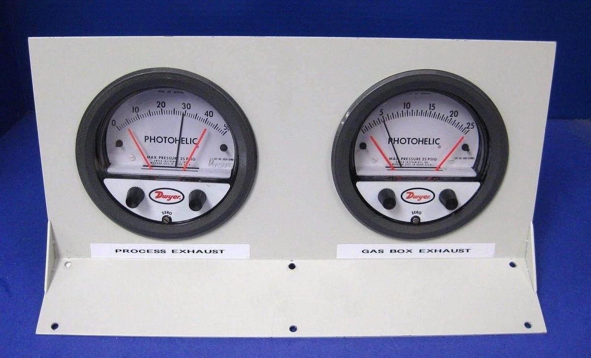 Used Dwyer 3000-50MMC 3000-25MMC Photohelic Gauge Assy, 0-50mm and 0-25mm, Used